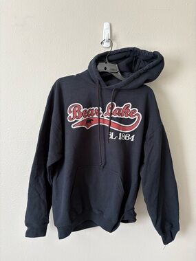 Gildan Navy Hoodie with Red & White 'Bear Lake' Logo